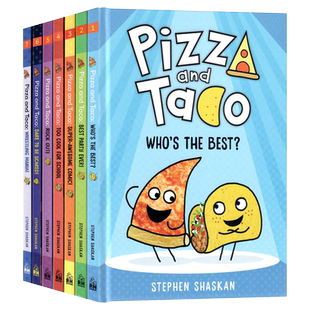 【自营】披萨饼与玉米片1234567册合集 英文原版Pizza and Taco Wrestling Mani图画搞笑小说图象式初级章节书英语桥梁漫画书籍