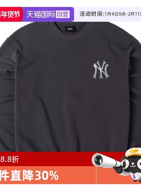 【自营】MLB男女情侣圆领卫衣新款炭灰色针织休闲套头衫3AMTM0851