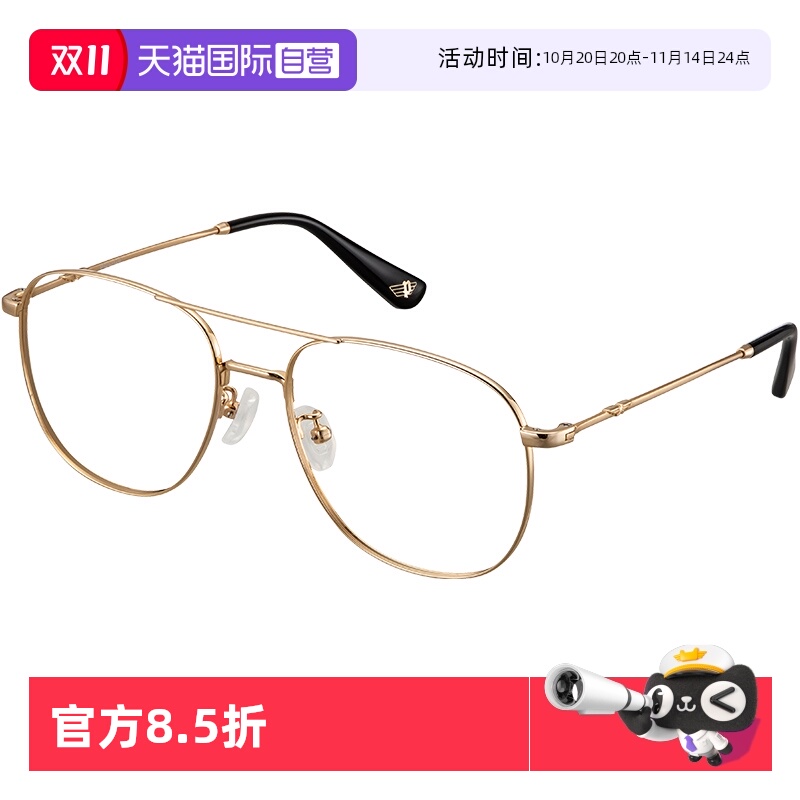 【自营】POLICE不规则镜框金属近视镜架经典蛤蟆镜VPLN08K