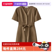 女 自营 时尚 Marc 新款 天然亚麻连体短裤 Polo2025夏季 V领短袖