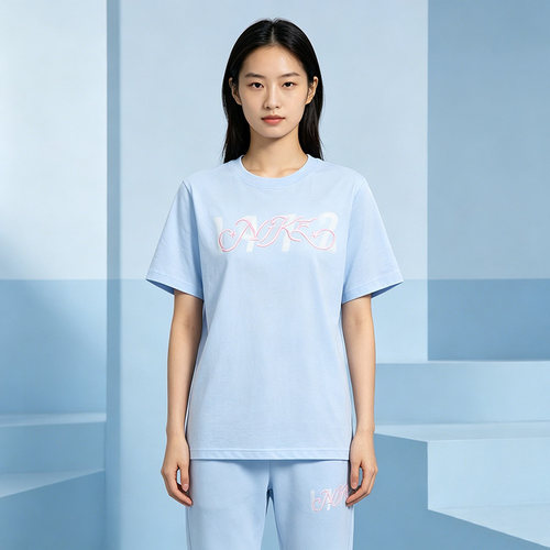 【自营】NIKE耐克女T恤蓝色宽松透气棉质亲肤短袖上衣IR7559-411