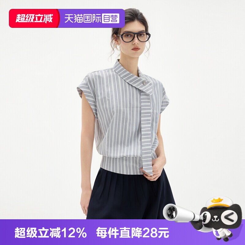 ELLE高级感不规则无袖衬衫图片