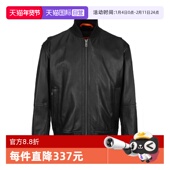 纹理皮革拉链开合夹克皮衣长袖 Boss男士 自营 Hugo