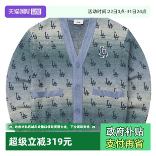 女装 MLB外套V领毛衣复古老花上衣男装 休闲保暖服针织夹克 自营