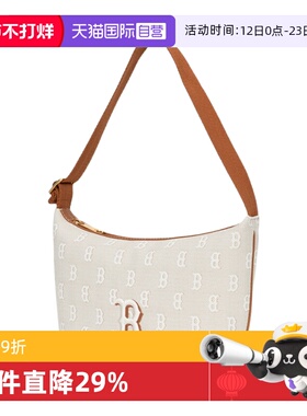 【自营】MLB单肩包新款男包女包休闲包拎包淺米色通勤包3ABQM015N