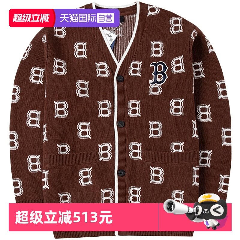 【自营】MLB美职棒针织外套男女装宽松上衣复古老花开衫3AKCM0124,运动服/休闲服装,运动茄克/外套,淘宝优惠券,粉丝福利购,淘宝优惠卷