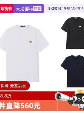 【自营】范思哲 VERSACE 男士棉质圆领短袖T恤 1008481 1A08489