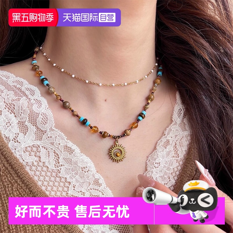 Idokawa天然虎眼石串珠项链