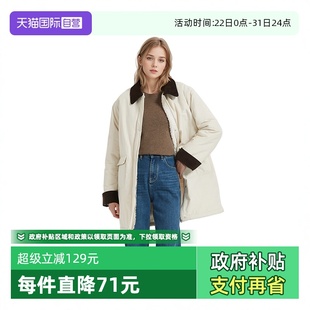 自营 棉服外套 Petit 女士复古撞色灯芯绒领中长款 保暖 Bari