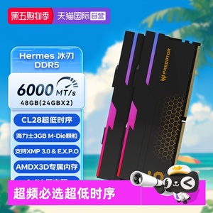【自营】宏碁掠夺者【冰刃】RGB灯条6000 C28 48G DDR5台式内存条