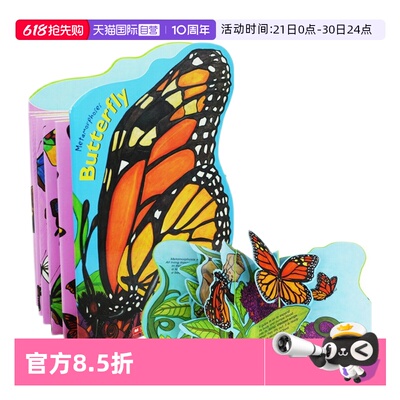 【自营】英文原版 蝴蝶变形记造型书 超好玩的立体翻翻书 Metamorphoses Butterfly 儿童自然百科知识 STEM科普精装立体书