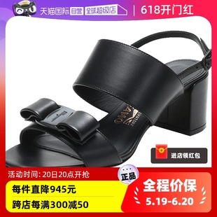 自营 Ferragamo菲拉格慕 女士蝴蝶结粗跟凉鞋 女鞋 正品 高跟鞋