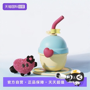 自营 象普陶瓷内胆儿童保温杯高颜值女生双饮杯小巧便携吸管杯