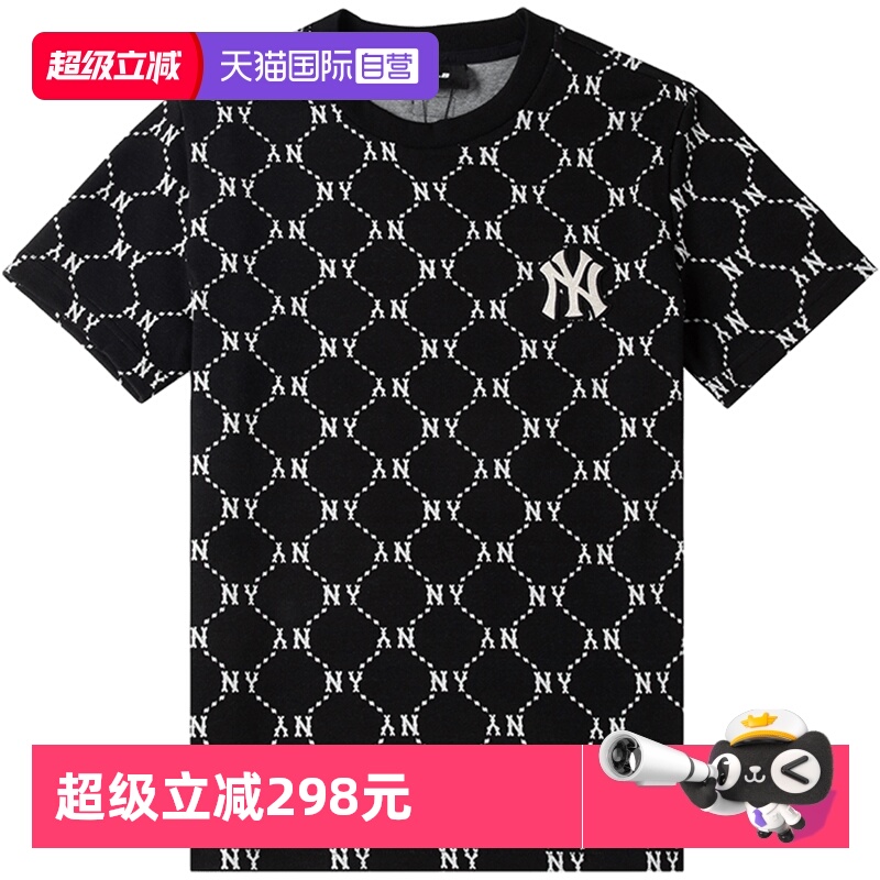 【自营】MLB情侣短袖男装女装钻石老花上衣宽松休闲半袖圆领T恤潮