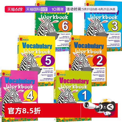 【自营】Casco Vocabulary Workbook 1-6 新加坡英语 英文词汇练习册 小学1-6年级 6册 英文教辅主题词汇 英文原版进口图书