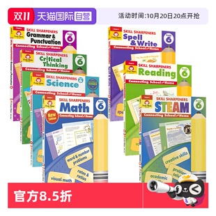 Spell Evan Sharpeners Skill Math Write Reading Moor 技能铅笔刀系列 美国加州小学六年级练习册 教辅 英文原版 Grade 自营