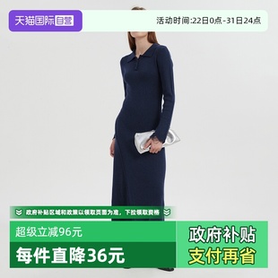 Bari垂坠显瘦polo领羊毛针织连衣裙女 Petit 开叉长裙 自营