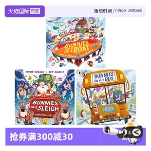 Town 自营 Bunnies系列 Sunny 巴士上 Bus 3册 Sleight 小兔子 the 英文原版 Boat Bunnies