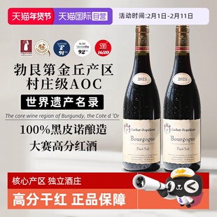 【自营】法国进口勃艮第金丘AOC黑皮诺干红葡萄酒正品红酒礼盒装