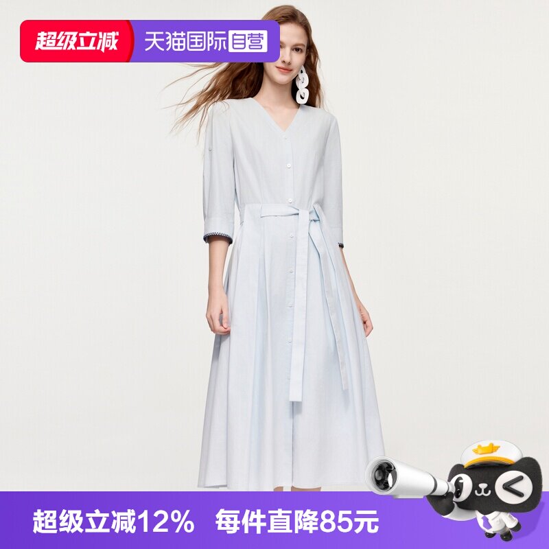 ELLE法式通勤风纯棉连衣裙图片