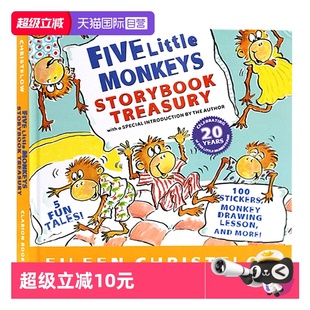 洗汽车 自营 五只小猴子在床上跳 万圣节 英文原版 Little 在床上看书 Five 绘本幼儿童英语读本廖彩杏 Monkeys 坐在树上 烤蛋糕