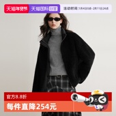 仿皮草保暖独特上衣 新款 自营 ELLE拼接羊羔毛短外套女2025冬季