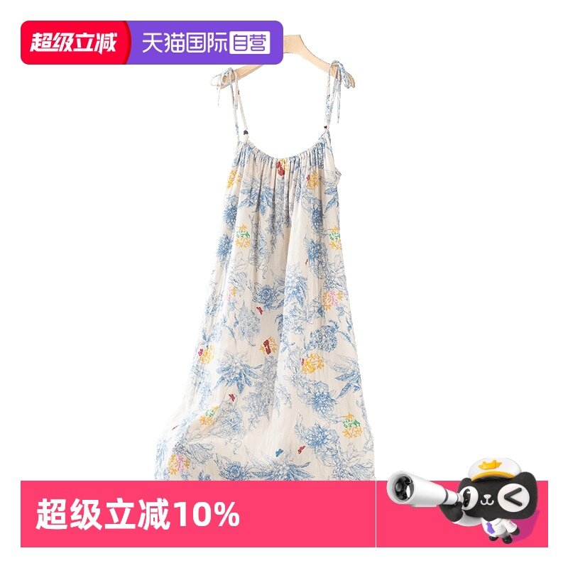 【自营】toratani纯棉双层纱柔软高级感油画印花吊带女士家居睡裙,女士内衣/男士内衣/家居服,睡裙,淘宝优惠券,粉丝福利购,淘宝优惠卷