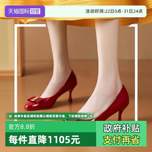 低跟鞋女鞋蝴蝶结鞋单鞋菲拉格慕