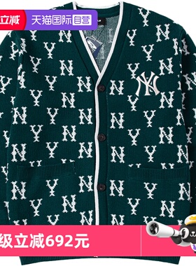 【自营】MLB美职棒外套男装女装NY复古老花开衫宽松毛衣3AKCM0124