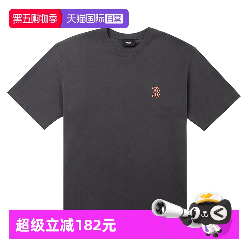 【自营】MLB美职棒男装女装炭灰色时尚潮流短袖运动T恤3ATSB5253