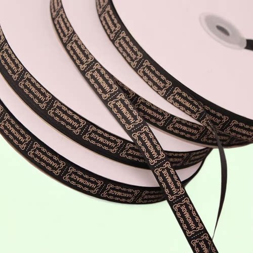 12mm宽英文织唛头布艺标签手工diy背标发绳皮筋发夹固定服装印唛