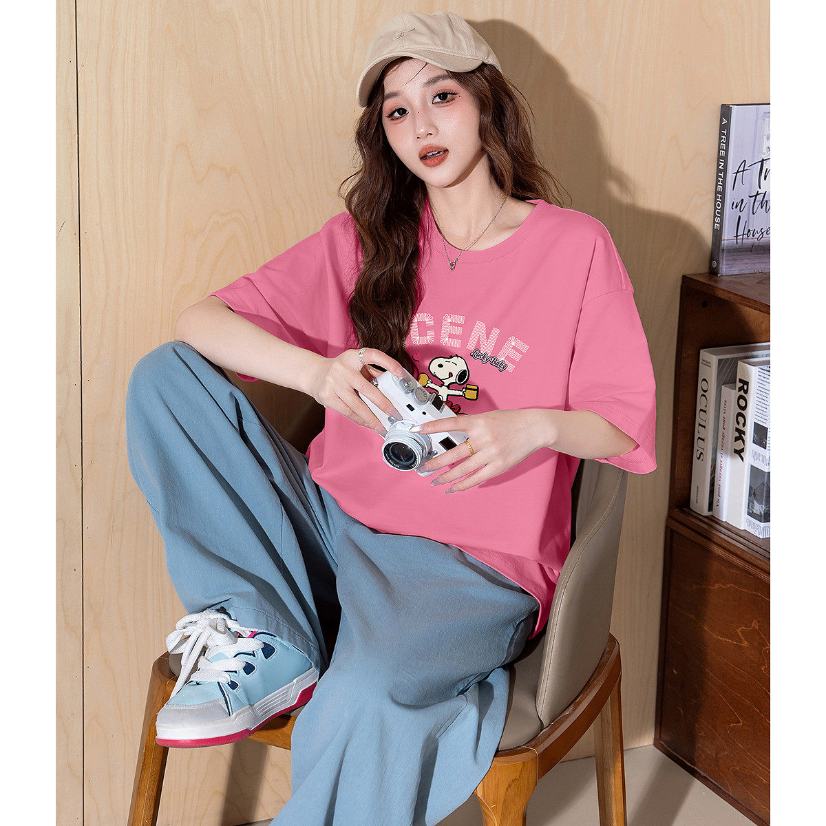 【史努比联名款】唐狮2026夏季新款女短袖T恤白色纯棉圆领宽松