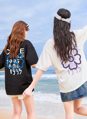 唐狮2026新款女短袖T恤后背花卉甜美小众设计上衣圆领体恤sz