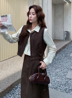 【首发 现货】韩版气质百搭显瘦咖色三件套2C212- G167-P185-K278