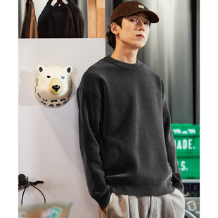 唐狮2026雪尼尔男士毛衣冬新款净色宽松潮商务休闲男装套头线衫