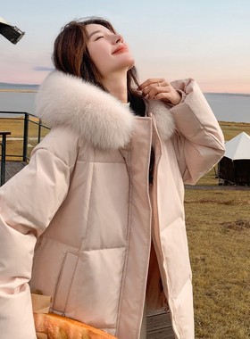 主推爆款！超大狐狸毛领加厚中长款连帽羽绒服D926-P350K458
