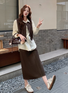 【首发 现货】韩版气质百搭显瘦咖色三件套2C212- G167-P185-K278