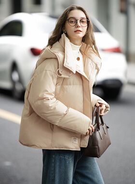 唐狮2026年秋冬款羽绒服女士女款外套女连帽短款羽绒服高级感减龄