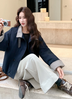 棉衣棉服秋冬新款格纹拼接加绒保暖外套2C212-G191-P185-K278