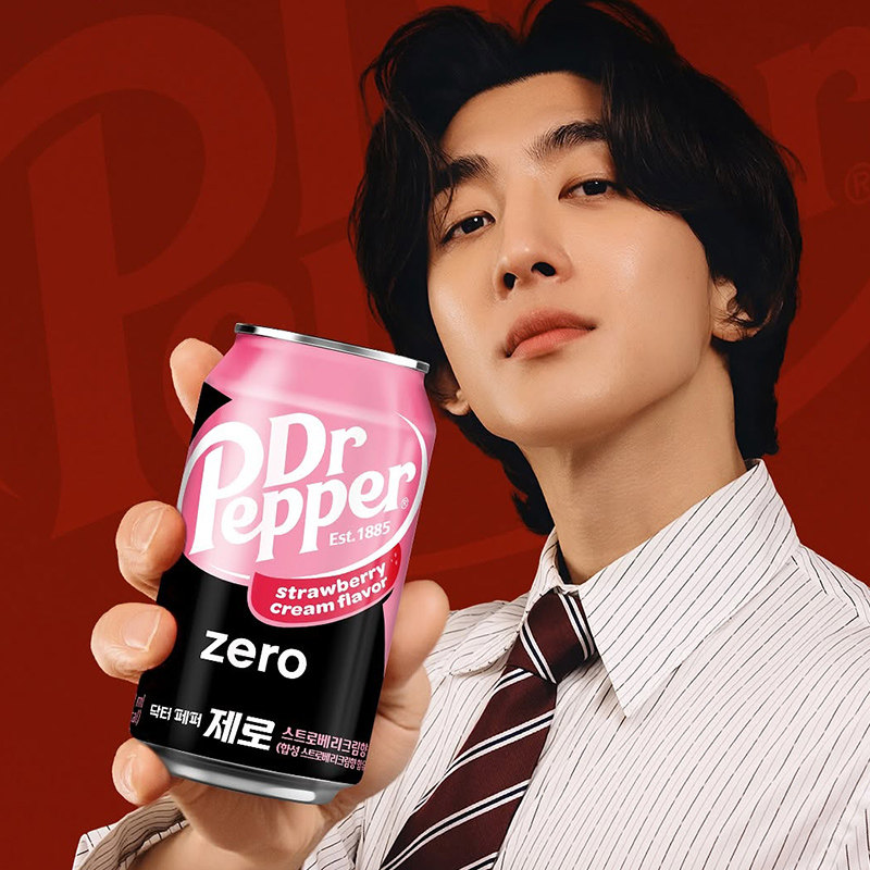 韩国进口草莓零度胡椒博士汽水DR PEPPER原味可乐型碳酸饮料350ml