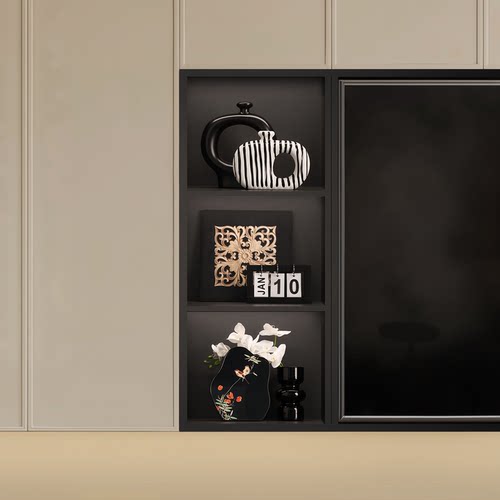 中古风电视柜壁龛组合摆件