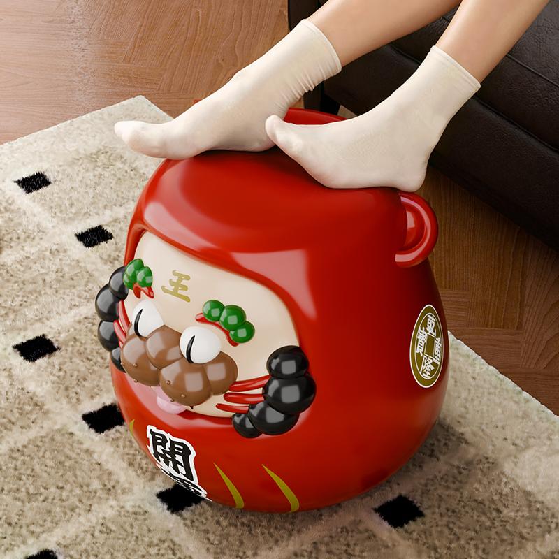 日式达摩换鞋凳入户玄关招财矮凳小凳子雕像摆件卡通乔迁新居礼物