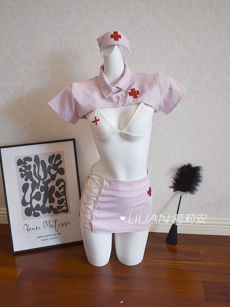 性感镂空蕾丝绑带粉色护士装连体衣套装内衣纯欲胸衣睡衣情趣睡裙