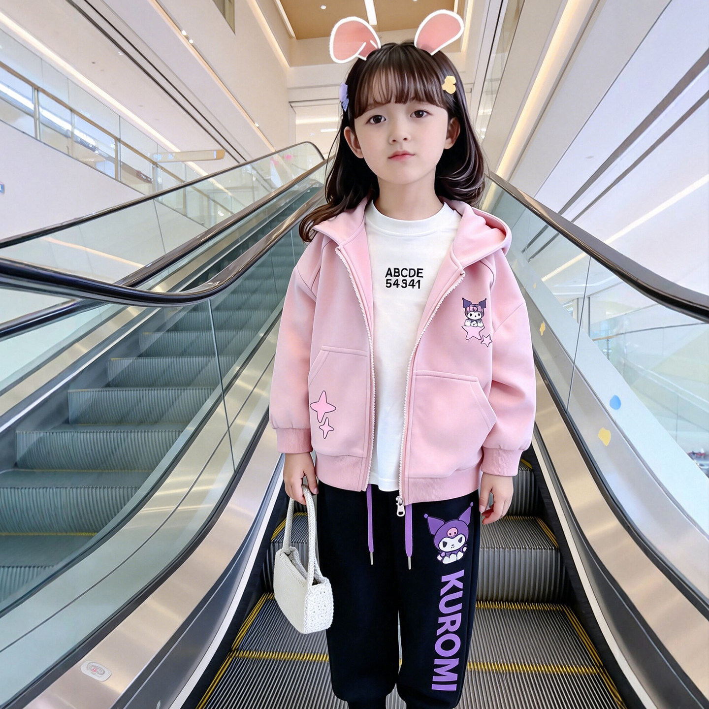小女孩儿童卫衣连帽8开衫新款可爱风上衣拉链春装6薄外套女童早秋