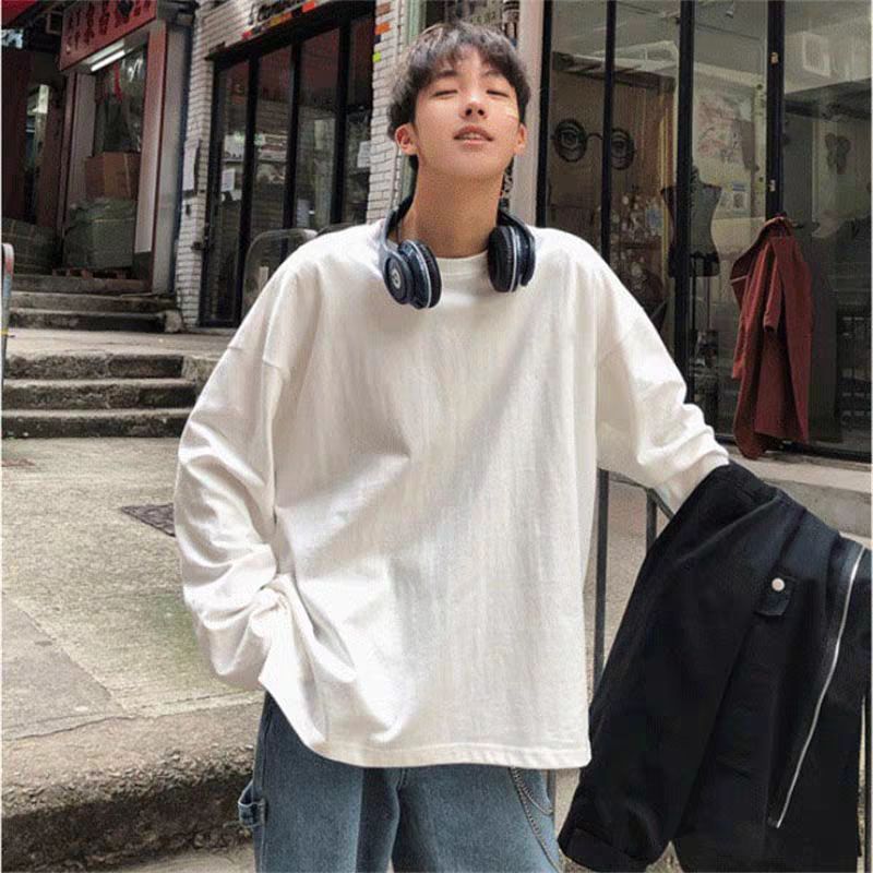 百搭卫衣男生春秋款美式潮牌长袖t恤oversize大码新款打底衫衣服