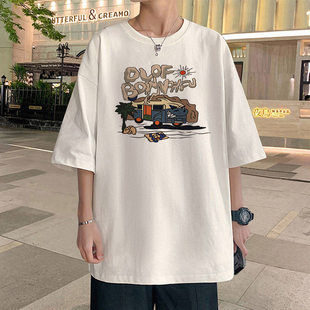 短袖男生夏季t恤新款美式夏天潮牌半袖宽松圆领休闲上衣体恤男款