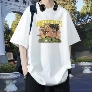 夏季新款印花短袖t恤男学生宽松百搭青少年情侣潮流ins休闲五分袖