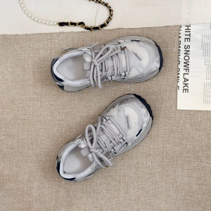 复古小众真皮厚底老爹鞋女2026春季新款松糕网面运动鞋轻便休闲鞋