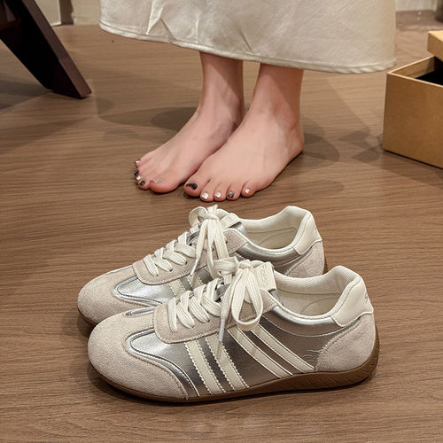 银色复古德训鞋女款2026新款夏季女鞋超火百搭阿甘运动休闲板鞋子