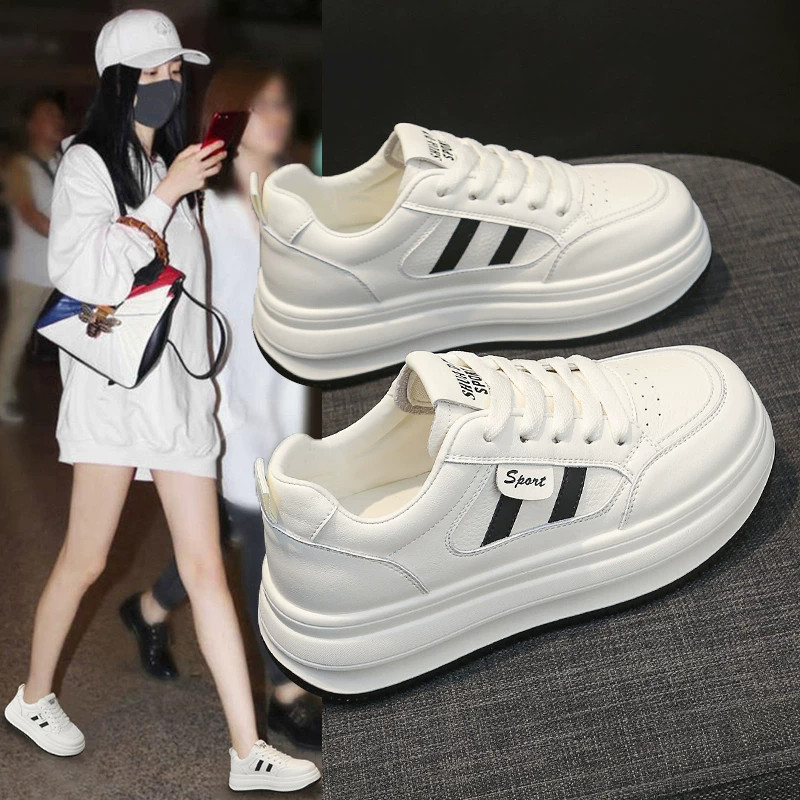 爆款厚底小白鞋女2026新款春秋季运动休闲初中生板鞋松糕白色女鞋